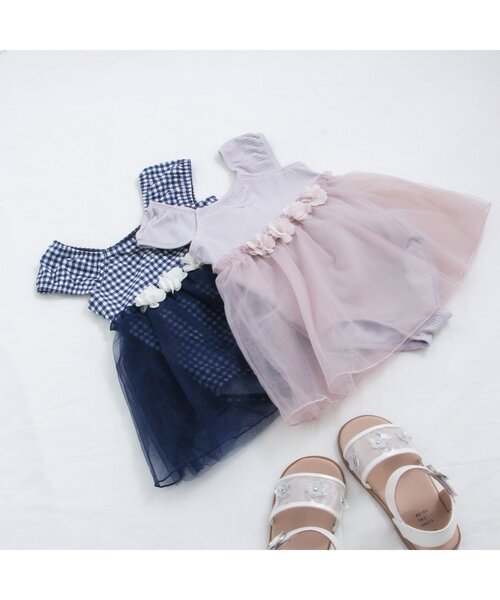 apres les cours（アプレレクール）の「チュールワンピース水着_UVカット（水着・キッズ・ラベンダー/チェック・80/130/110/120/140/100/90）」の10枚目の写真