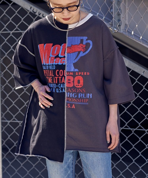 etsinta（エシンタ）の「【etsinta/エシンタ】カラーブロックリメイクTEE（Tシャツ/カットソー・レディース・ブラック/イエロー・ONE SIZE）」の3枚目の写真