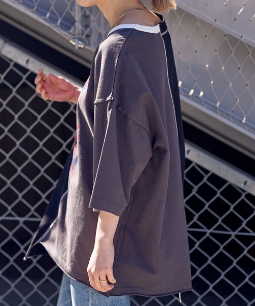 etsinta（エシンタ）の「【etsinta/エシンタ】カラーブロックリメイクTEE（Tシャツ/カットソー・レディース・ブラック/イエロー・ONE SIZE）」の7枚目の写真