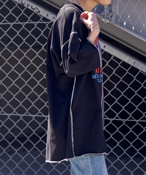 etsinta（エシンタ）の「【etsinta/エシンタ】カラーブロックリメイクTEE（Tシャツ/カットソー・レディース・ブラック/イエロー・ONE SIZE）」の9枚目の写真