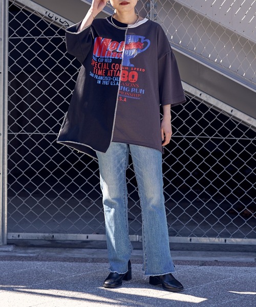 etsinta（エシンタ）の「【etsinta/エシンタ】カラーブロックリメイクTEE（Tシャツ/カットソー・レディース・ブラック/イエロー・ONE SIZE）」の10枚目の写真