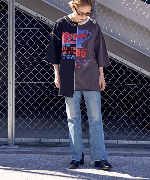 etsinta（エシンタ）の「【etsinta/エシンタ】カラーブロックリメイクTEE（Tシャツ/カットソー・レディース・ブラック/イエロー・ONE SIZE）」の11枚目の写真