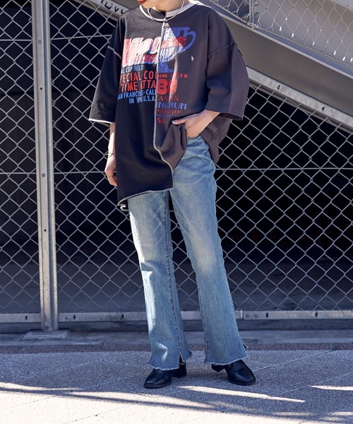 etsinta（エシンタ）の「【etsinta/エシンタ】カラーブロックリメイクTEE（Tシャツ/カットソー・レディース・ブラック/イエロー・ONE SIZE）」の12枚目の写真