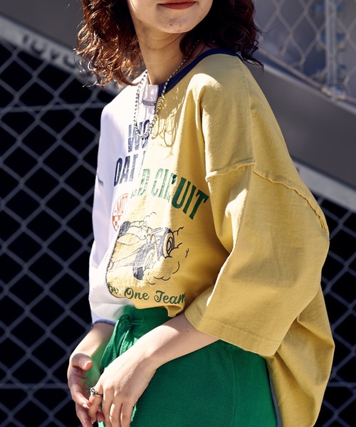 etsinta（エシンタ）の「【etsinta/エシンタ】カラーブロックリメイクTEE（Tシャツ/カットソー・レディース・ブラック/イエロー・ONE SIZE）」の16枚目の写真