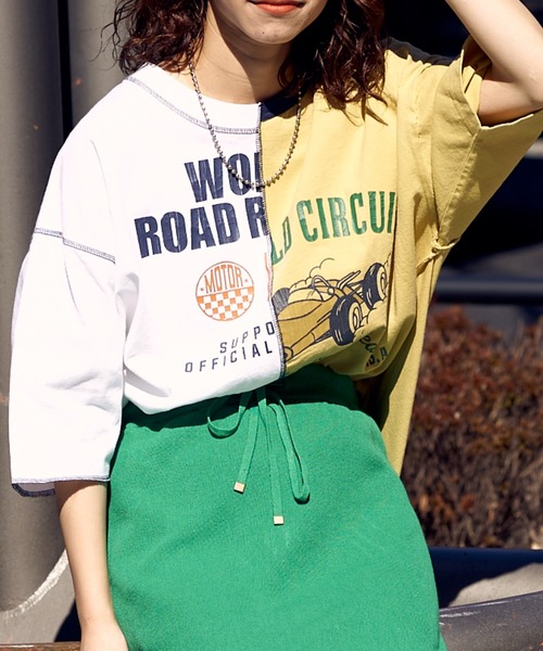 etsinta（エシンタ）の「【etsinta/エシンタ】カラーブロックリメイクTEE（Tシャツ/カットソー・レディース・ブラック/イエロー・ONE SIZE）」の14枚目の写真