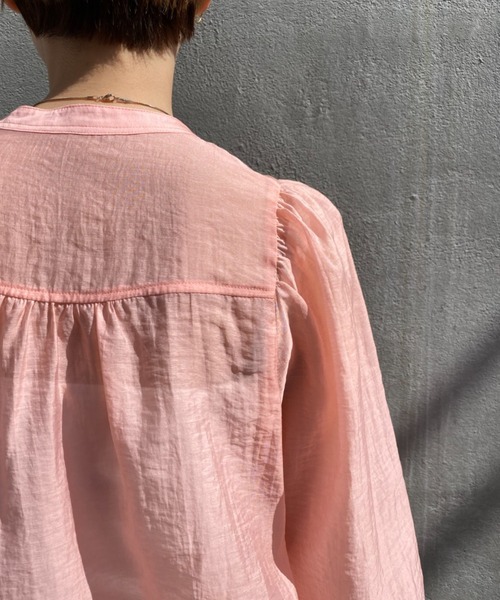 CIAOPANIC（チャオパニック）の「真夏まで着回し可能！シアーギャザーブラウス（シャツ/ブラウス・レディース・オフホワイト/ピンク/スカイブルー・FREE）」の16枚目の写真