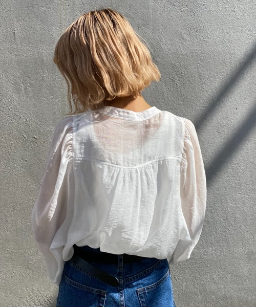 CIAOPANIC（チャオパニック）の「真夏まで着回し可能！シアーギャザーブラウス（シャツ/ブラウス・レディース・オフホワイト/ピンク/スカイブルー・FREE）」の20枚目の写真