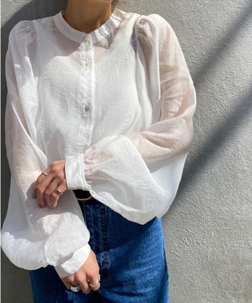 CIAOPANIC（チャオパニック）の「真夏まで着回し可能！シアーギャザーブラウス（シャツ/ブラウス・レディース・オフホワイト/ピンク/スカイブルー・FREE）」の21枚目の写真