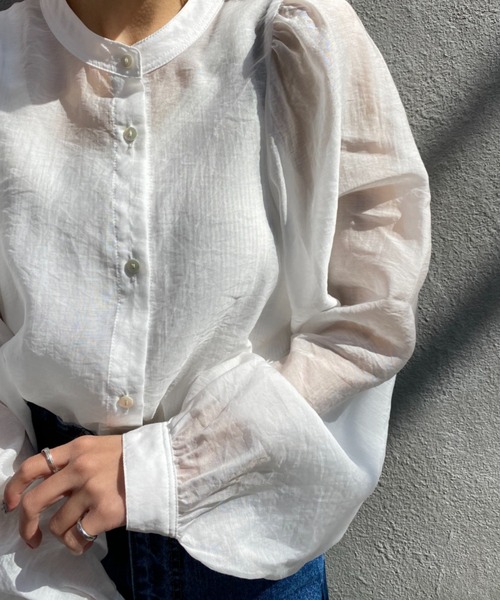 CIAOPANIC（チャオパニック）の「真夏まで着回し可能！シアーギャザーブラウス（シャツ/ブラウス・レディース・オフホワイト/ピンク/スカイブルー・FREE）」の22枚目の写真