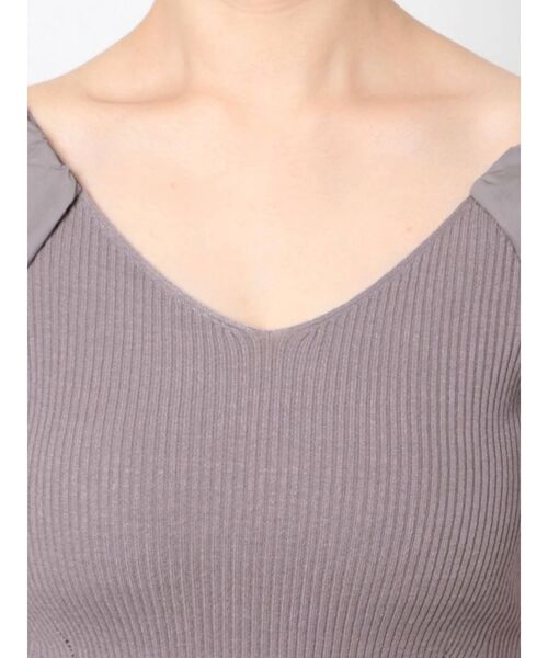 MERCURYDUO（マーキュリーデュオ）の「異素材ギャザースリーブコンパクトニット（ニット/セーター・レディース・オフホワイト/ブラック/グリーン/ラベンダー/ブラウン・FREE）」の14枚目の写真