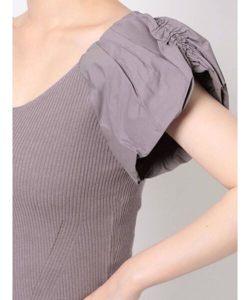 MERCURYDUO（マーキュリーデュオ）の「異素材ギャザースリーブコンパクトニット（ニット/セーター・レディース・オフホワイト/ブラック/グリーン/ラベンダー/ブラウン・FREE）」の15枚目の写真