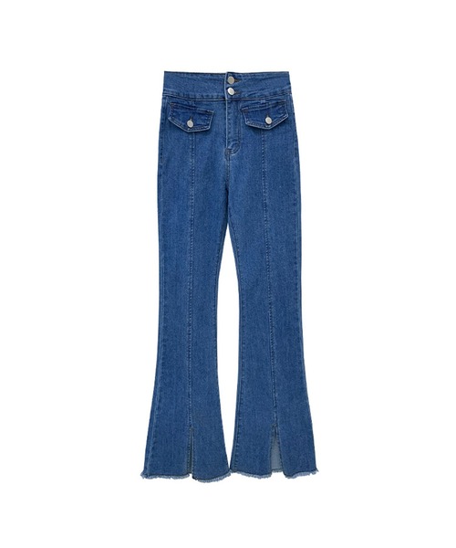 Leja（レジャ）の「【LEJA】スリットフレアハイウエストデニムパンツ（デニムパンツ・レディース・ライトブルー/ブルー・FREE）」の4枚目の写真