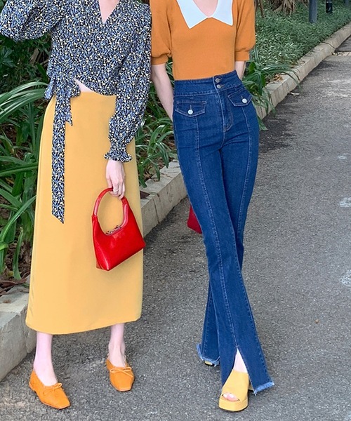 Leja（レジャ）の「【LEJA】スリットフレアハイウエストデニムパンツ（デニムパンツ・レディース・ライトブルー/ブルー・FREE）」の9枚目の写真