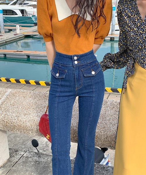 Leja（レジャ）の「【LEJA】スリットフレアハイウエストデニムパンツ（デニムパンツ・レディース・ライトブルー/ブルー・FREE）」の8枚目の写真