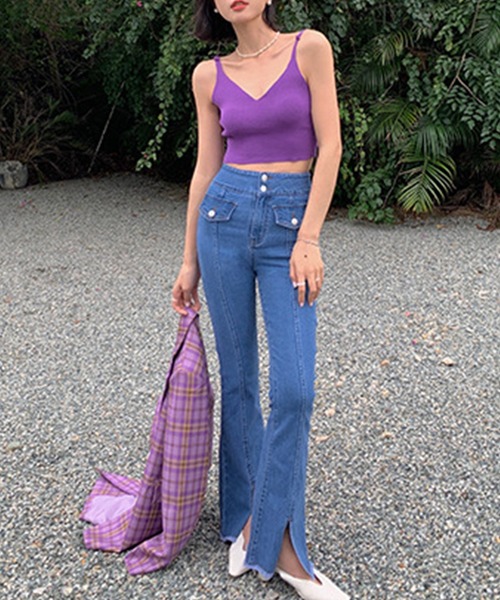 Leja（レジャ）の「【LEJA】スリットフレアハイウエストデニムパンツ（デニムパンツ・レディース・ライトブルー/ブルー・FREE）」の10枚目の写真