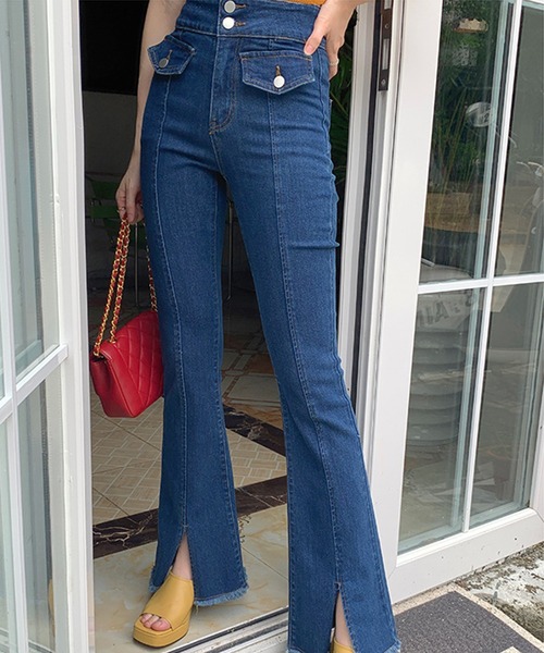 Leja（レジャ）の「【LEJA】スリットフレアハイウエストデニムパンツ（デニムパンツ・レディース・ライトブルー/ブルー・FREE）」の6枚目の写真