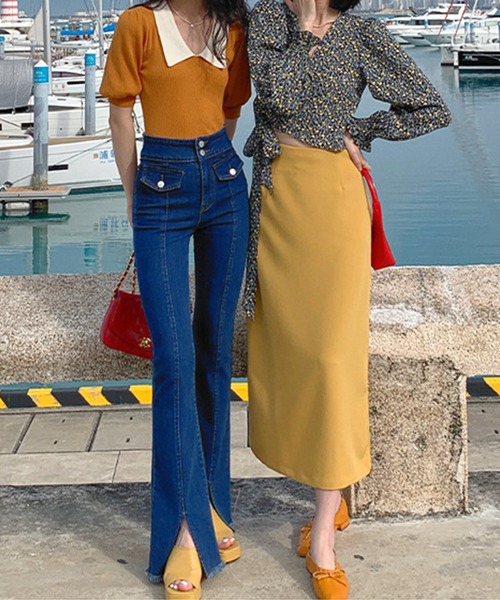 Leja（レジャ）の「【LEJA】スリットフレアハイウエストデニムパンツ（デニムパンツ・レディース・ライトブルー/ブルー・FREE）」の11枚目の写真