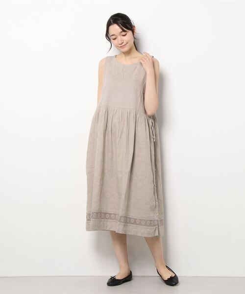 Samansa Mos2（サマンサ モスモス）の「前後着ジャカードノースリワンピース（ワンピース・レディース・ベージュ/オフホワイト/イエロー/チャコール・ﾌﾘ-）」の10枚目の写真