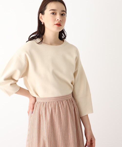 OPAQUE.CLIP（オペークドットクリップ）の「◆【エマール検証済 洗える】エコヴェロコットン ミラノリブ デザインスリーブニット【WEB限定サイズ】（ニット/セーター・レディース・レモンイエロー/ブラック/ホワイト系その他3/ライトグリーン/ホワイト系/ナチュラル・38/40/36/42/34）」の5枚目の写真