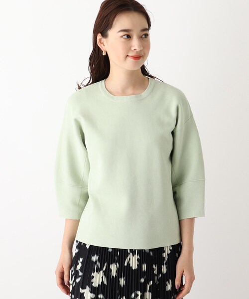 OPAQUE.CLIP（オペークドットクリップ）の「◆【エマール検証済 洗える】エコヴェロコットン ミラノリブ デザインスリーブニット【WEB限定サイズ】（ニット/セーター・レディース・レモンイエロー/ブラック/ホワイト系その他3/ライトグリーン/ホワイト系/ナチュラル・38/40/36/42/34）」の7枚目の写真