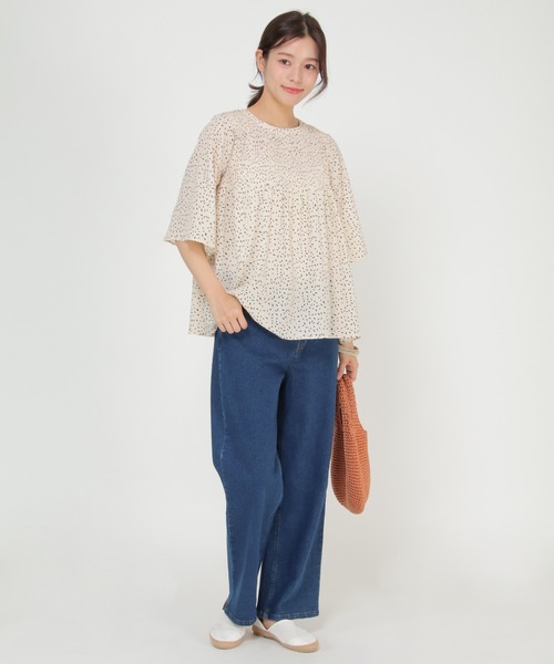 ikka(イッカ)の「デニムワイドパンツ(デニムパンツ・レディース・ブルー/オフホワイト/ダークネイビー・M/L/S)」の9枚目の写真