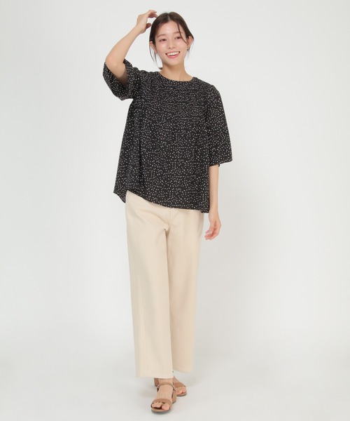 ikka(イッカ)の「デニムワイドパンツ(デニムパンツ・レディース・ブルー/オフホワイト/ダークネイビー・M/L/S)」の7枚目の写真