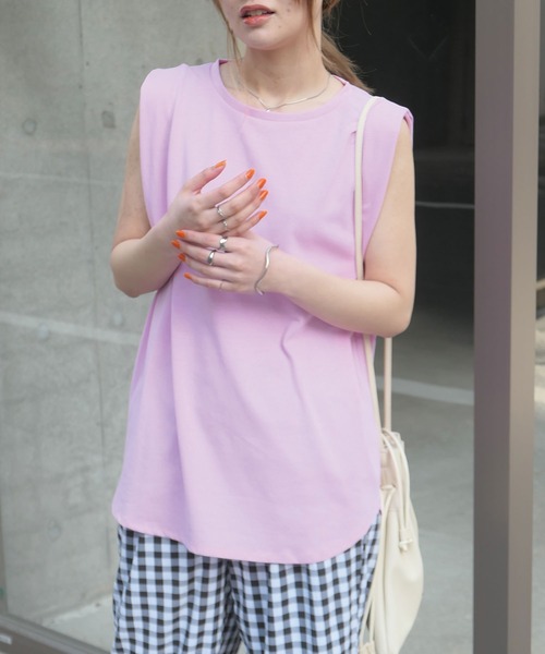 CORNERS(コーナーズ)の「ショルダータックカラータンク(タンクトップ・レディース・ホワイト/ブラック/ピンク/オレンジ/グリーン/ライム・M)」の9枚目の写真