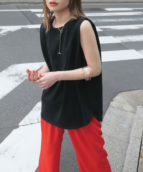 CORNERS(コーナーズ)の「ショルダータックカラータンク(タンクトップ・レディース・ホワイト/ブラック/ピンク/オレンジ/グリーン/ライム・M)」の14枚目の写真