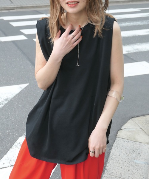 CORNERS(コーナーズ)の「ショルダータックカラータンク(タンクトップ・レディース・ホワイト/ブラック/ピンク/オレンジ/グリーン/ライム・M)」の15枚目の写真