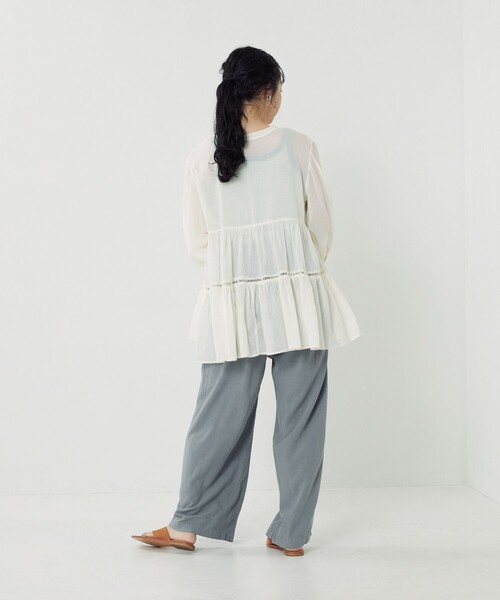 FREAK'S STORE（フリークスストア）の「インドティアードチュニックブラウス（シャツ/ブラウス・レディース・ブラック/オフホワイト/オレンジ/グリーン・ﾌﾘ-）」の17枚目の写真