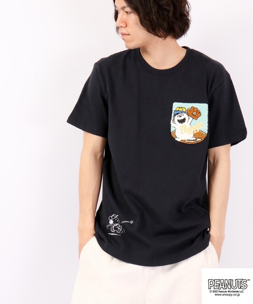 PEANUTS（ピーナッツ）の「PEANUTS スヌーピー/オラフ サガラ刺繍 ポケット半袖Tシャツ（Tシャツ/カットソー・メンズ・ブラック/ホワイト/ネイビー/ホワイト系その他・L/M/LL）」の17枚目の写真