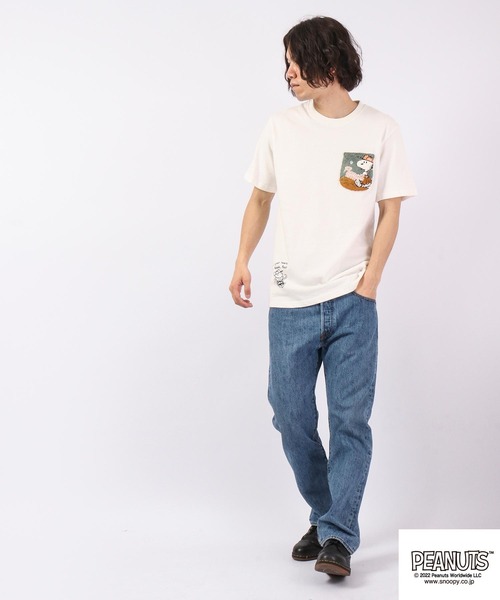 PEANUTS（ピーナッツ）の「PEANUTS スヌーピー/オラフ サガラ刺繍 ポケット半袖Tシャツ（Tシャツ/カットソー・メンズ・ブラック/ホワイト/ネイビー/ホワイト系その他・L/M/LL）」の8枚目の写真