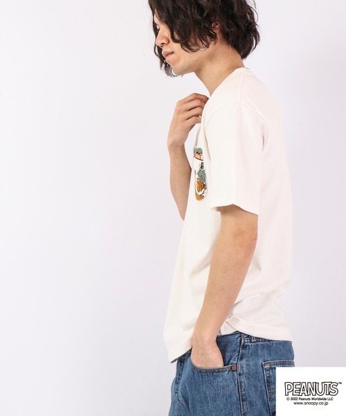 PEANUTS（ピーナッツ）の「PEANUTS スヌーピー/オラフ サガラ刺繍 ポケット半袖Tシャツ（Tシャツ/カットソー・メンズ・ブラック/ホワイト/ネイビー/ホワイト系その他・L/M/LL）」の6枚目の写真