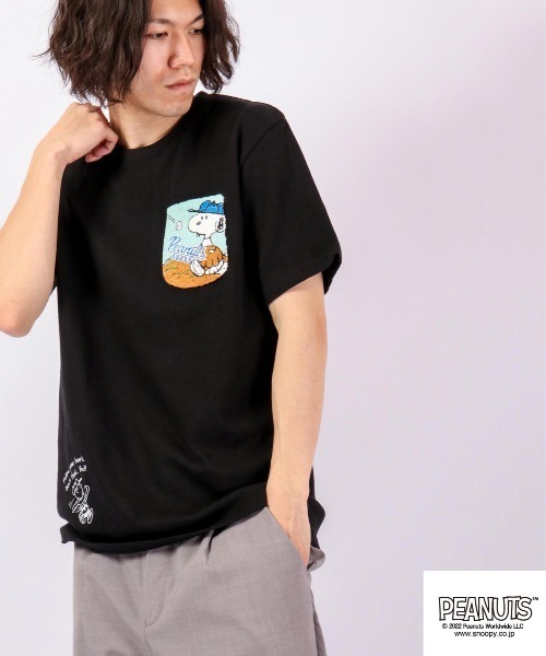 PEANUTS（ピーナッツ）の「PEANUTS スヌーピー/オラフ サガラ刺繍 ポケット半袖Tシャツ（Tシャツ/カットソー・メンズ・ブラック/ホワイト/ネイビー/ホワイト系その他・L/M/LL）」の13枚目の写真