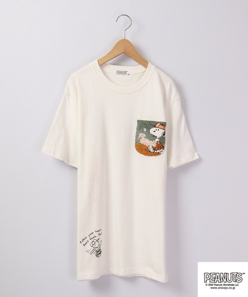 PEANUTS（ピーナッツ）の「PEANUTS スヌーピー/オラフ サガラ刺繍 ポケット半袖Tシャツ（Tシャツ/カットソー・メンズ・ブラック/ホワイト/ネイビー/ホワイト系その他・L/M/LL）」の21枚目の写真