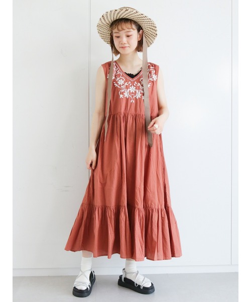 ehka sopo（エヘカソポ）の「インド刺繍ノースリワンピース（ワンピース・レディース・グリーン/ブラック/ブラウン・ﾌﾘ-）」の18枚目の写真