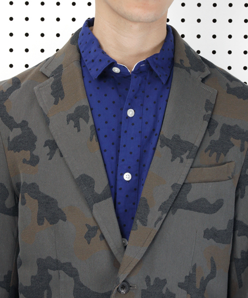 R.NEWBOLD（アールニューボールド）の「CAMOUFLAGE JACKET/迷彩ジャケット/155107 5S03（テーラードジャケット・メンズ・カーキ/ネイビー・X-LARGE/LARGE/MEDIUM/SMALL）」の16枚目の写真