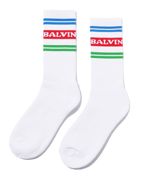 Guess(ゲス)の「GUESS×J.BALVIN/ゲス×J.バルヴィン GO J BALVIN STRIPE SOCKS ロゴソックス ハイソックス 靴下(ソックス/靴下・メンズ・ホワイト・ONE SIZE)」の5枚目の写真