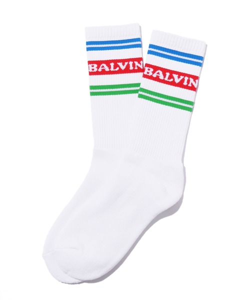 Guess(ゲス)の「GUESS×J.BALVIN/ゲス×J.バルヴィン GO J BALVIN STRIPE SOCKS ロゴソックス ハイソックス 靴下(ソックス/靴下・メンズ・ホワイト・ONE SIZE)」の6枚目の写真