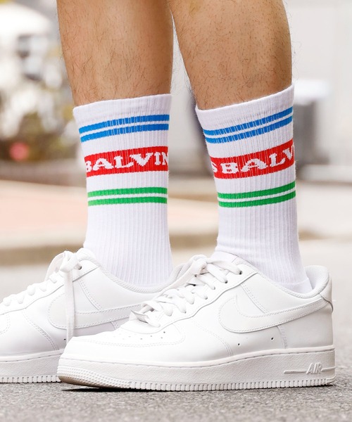 Guess(ゲス)の「GUESS×J.BALVIN/ゲス×J.バルヴィン GO J BALVIN STRIPE SOCKS ロゴソックス ハイソックス 靴下(ソックス/靴下・メンズ・ホワイト・ONE SIZE)」の12枚目の写真