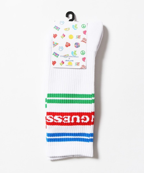 Guess(ゲス)の「GUESS×J.BALVIN/ゲス×J.バルヴィン GO J BALVIN STRIPE SOCKS ロゴソックス ハイソックス 靴下(ソックス/靴下・メンズ・ホワイト・ONE SIZE)」の18枚目の写真