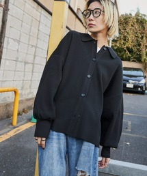 襟付きオーバーサイズカーディガン