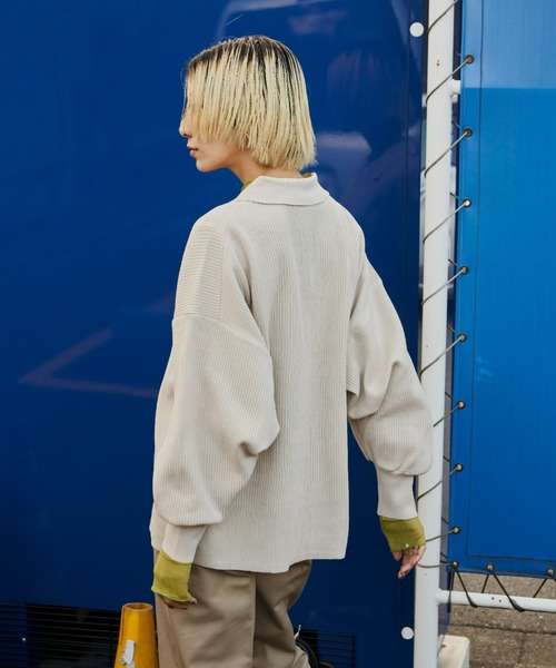 Auntie Rosa Holiday（アンティローザホリデー）の「襟付きオーバーサイズカーディガン（カーディガン/ボレロ・レディース・オフホワイト/ブラック/キャメル・FREE）」の12枚目の写真