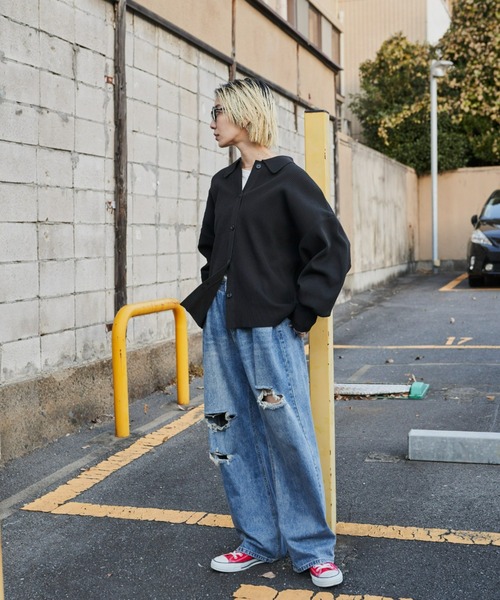 Auntie Rosa Holiday（アンティローザホリデー）の「襟付きオーバーサイズカーディガン（カーディガン/ボレロ・レディース・オフホワイト/ブラック/キャメル・FREE）」の7枚目の写真