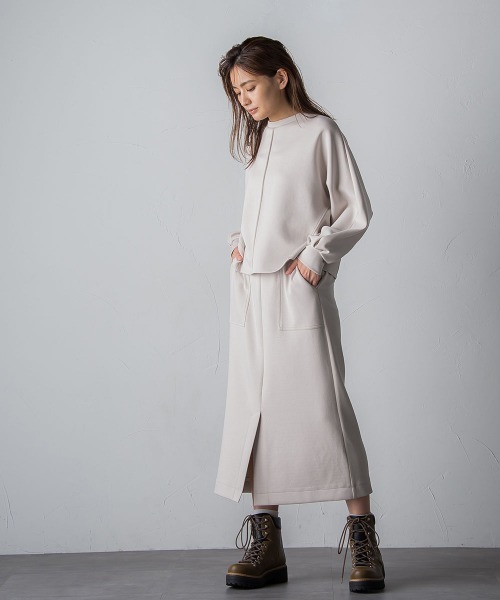 socolla（ソコラ）の「【socolla】前後2WAYドルマンダンボールプルオーバー≪WEB別注カラーあり/セットアップ対応≫（Tシャツ/カットソー・レディース・ブラック/ベージュ/グレー/オフホワイト・S/M）」の15枚目の写真