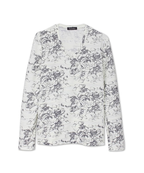 TORNADO MART Flower Pattern V-neck 2978
