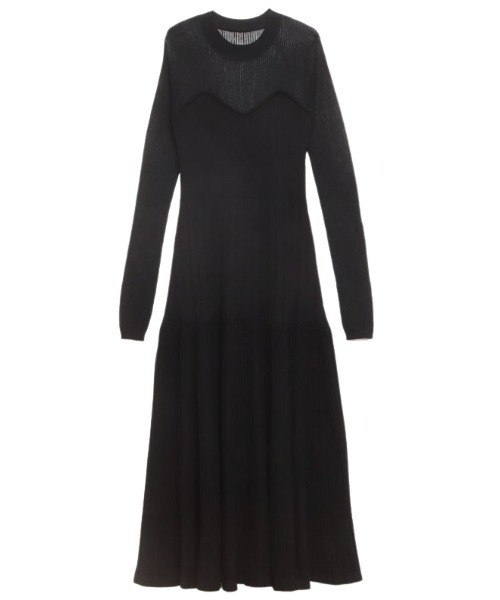 【新品タグ付】エイミーイストワール シアーコンビフレアニットワンピース エイミーイストワール EIMY ISTOIRE シアーコンビフレアニット