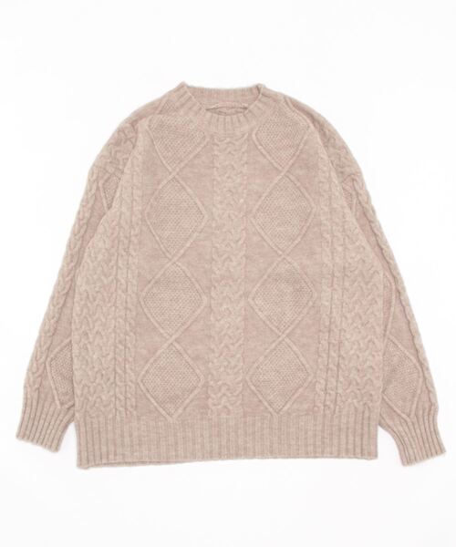 STYLEBLOCK(スタイルブロック)の「ケーブル編みニット(ニット/セーター・レディース・グレー/ベージュ系その他/オレンジ/ライトブルー/パープル/ブラウン系その他/ピンク・FREE)」の3枚目の写真