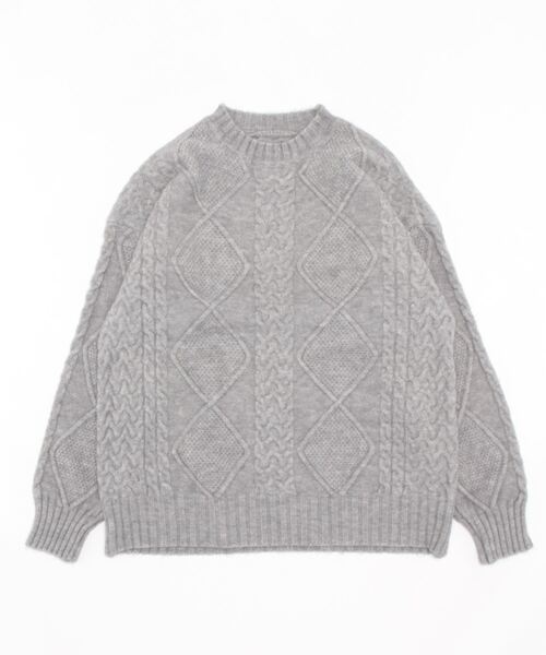 STYLEBLOCK(スタイルブロック)の「ケーブル編みニット(ニット/セーター・レディース・グレー/ベージュ系その他/オレンジ/ライトブルー/パープル/ブラウン系その他/ピンク・FREE)」の2枚目の写真