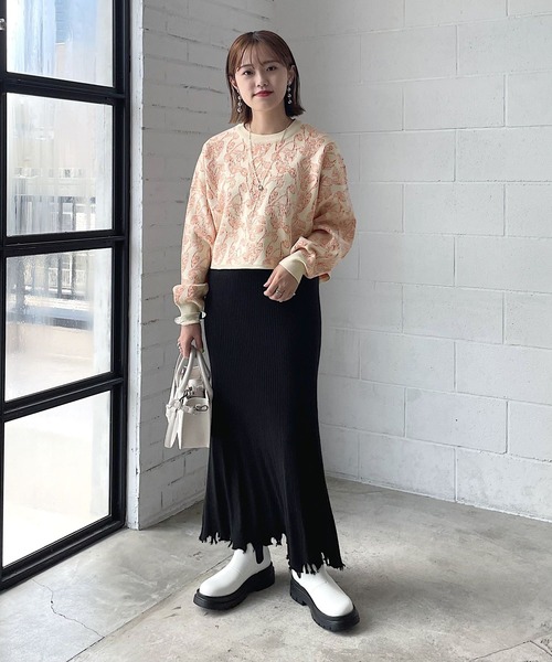 PAGEBOY（ページボーイ）の「フラワージャガードニット（ニット/セーター・レディース・ブラック/オフホワイト・FREE）」の9枚目の写真